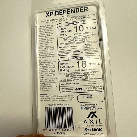 Axil XP Defender Earplugs w/ special valve - Picture 3 of 4